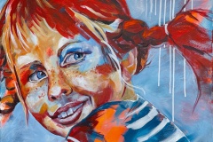 Pippi Langstrumpf III 80x80 cm